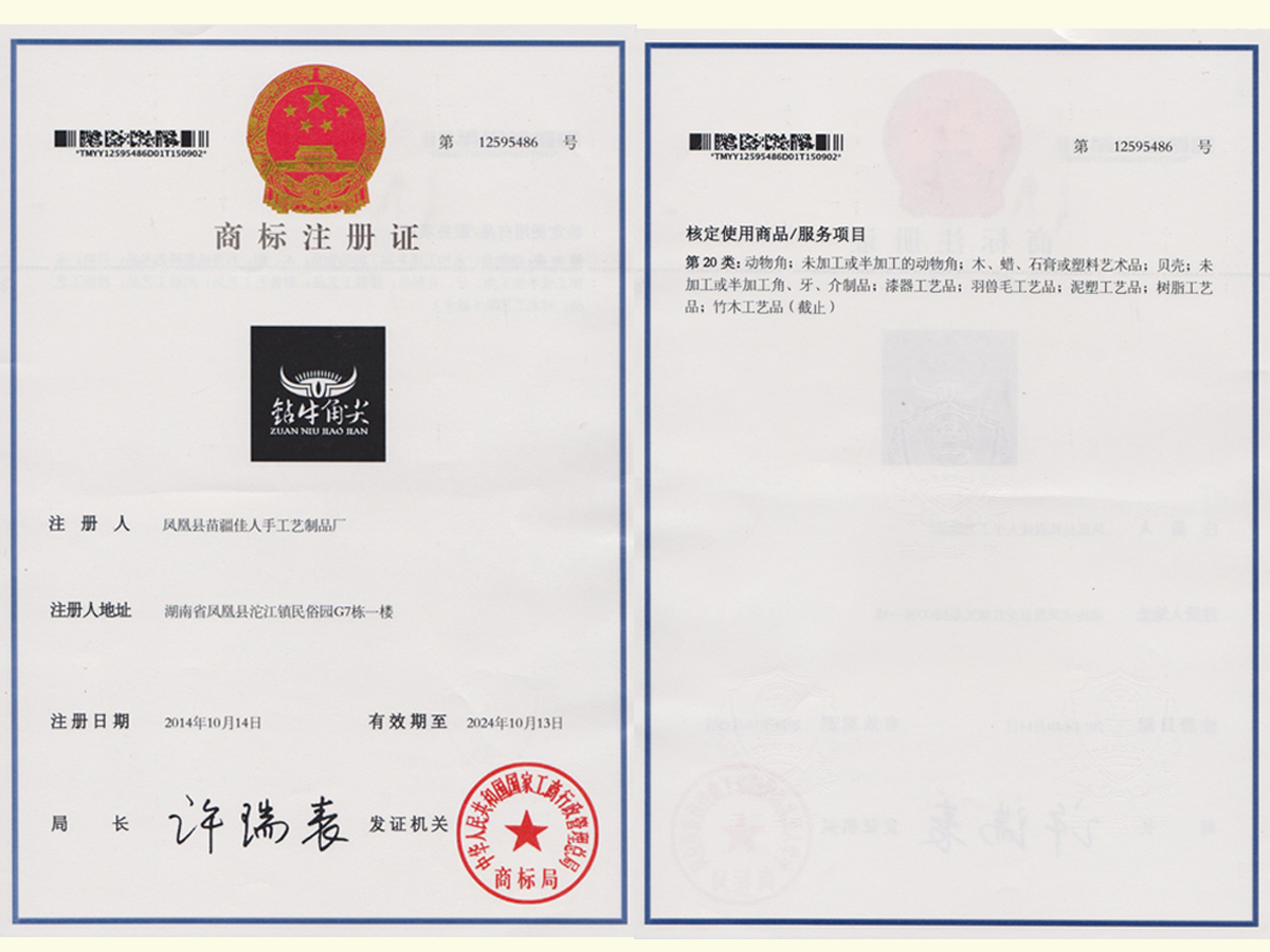 钻牛角尖商标注册证书